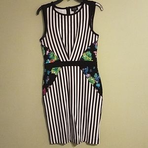 Striped black/white floral dress